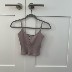 Cotton On Lilac Ribbed Button Cropped Tank Top